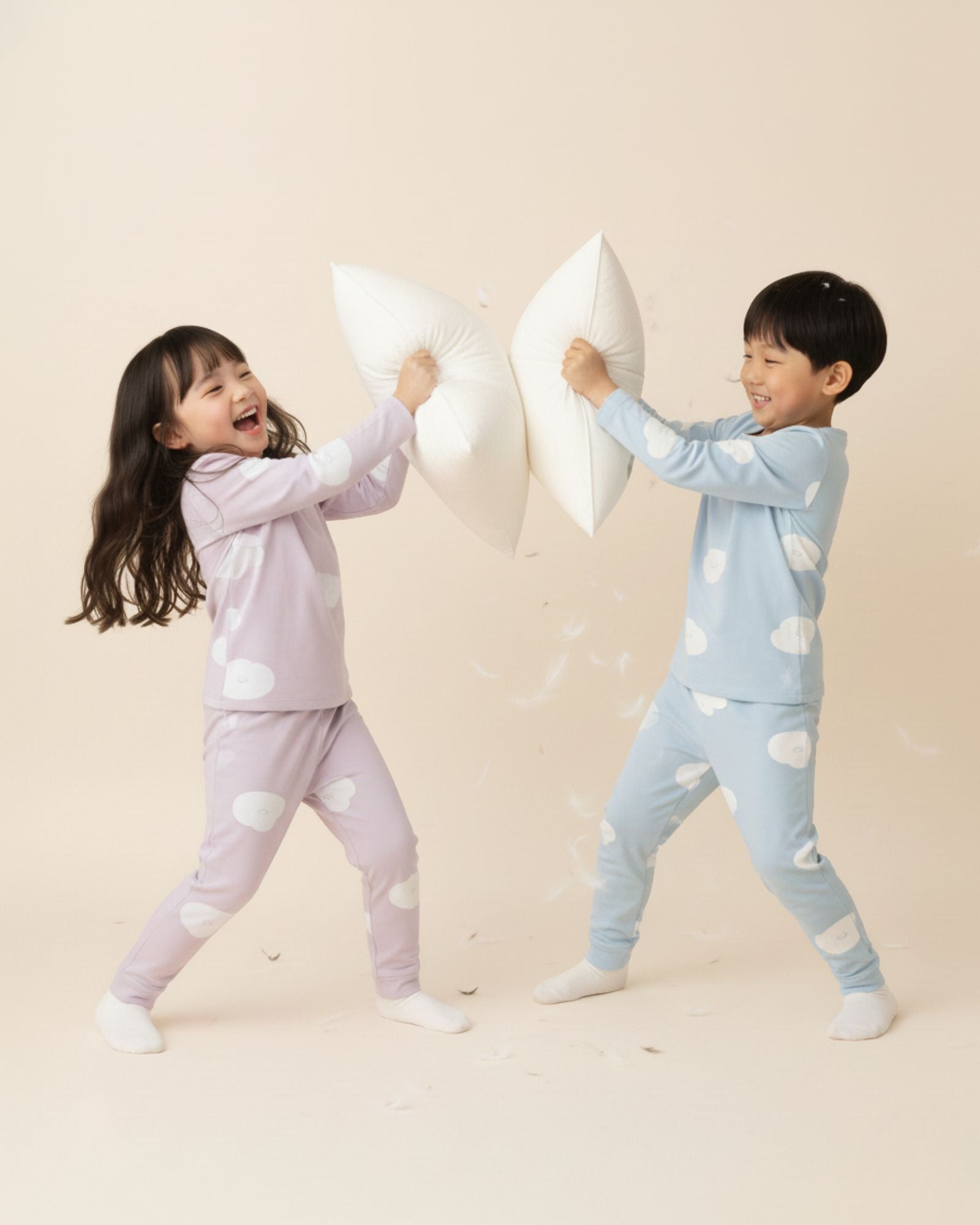 長袖クラウドルームウェアセット - ミストブルー