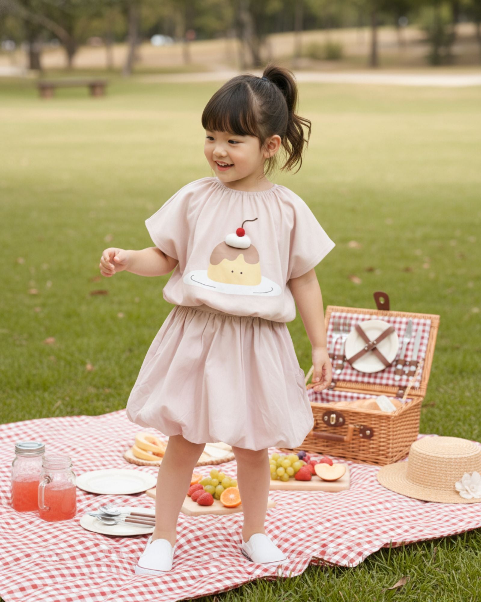 Cherry Top Pudding Cropped Kids Tee