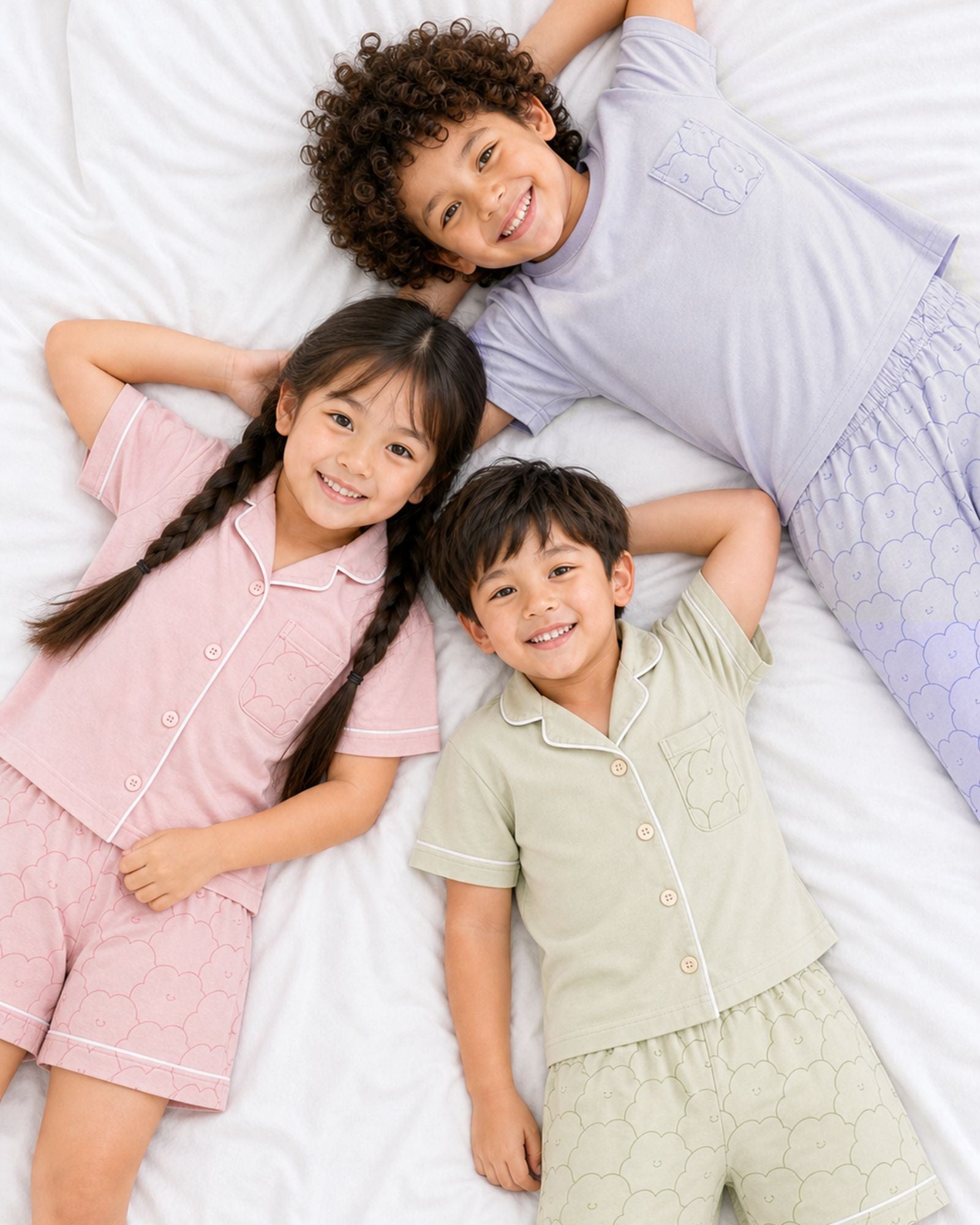 Pre-order: Kids Cloud Collar Lounge Set – Strawberry Milk