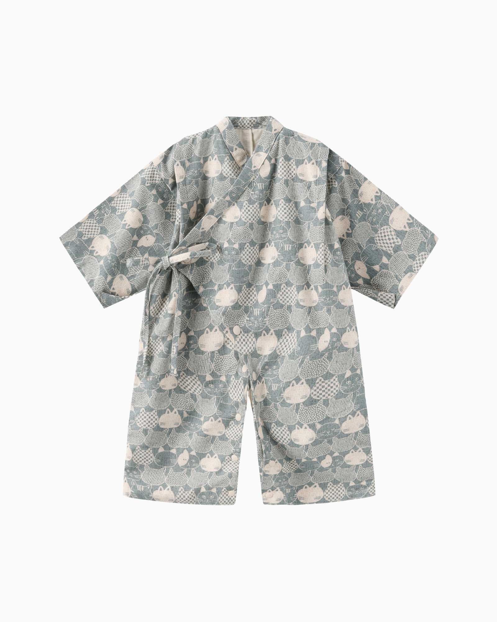 Lucky Cat Baby Kimono - Emerald