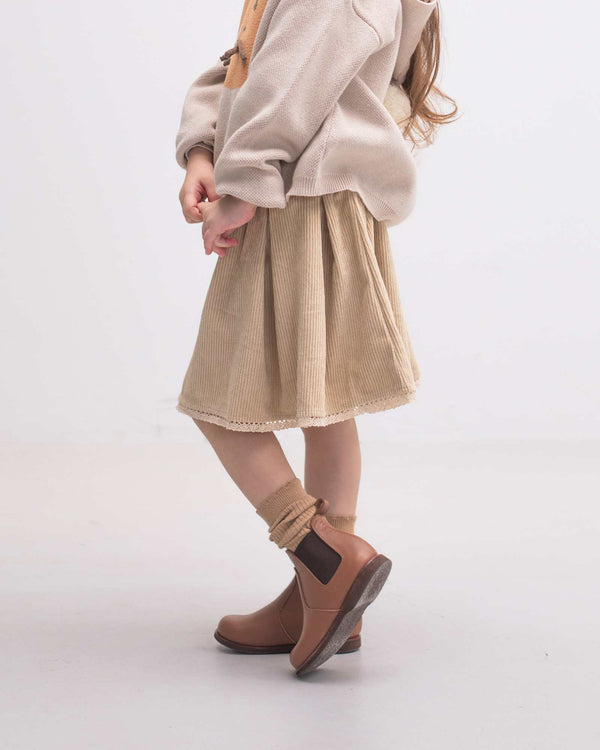 Pre-order: Khaki Lace Pleated Skirt (Kids & Adults)