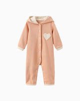 Bunny Heart Hoodie Romper - Peach