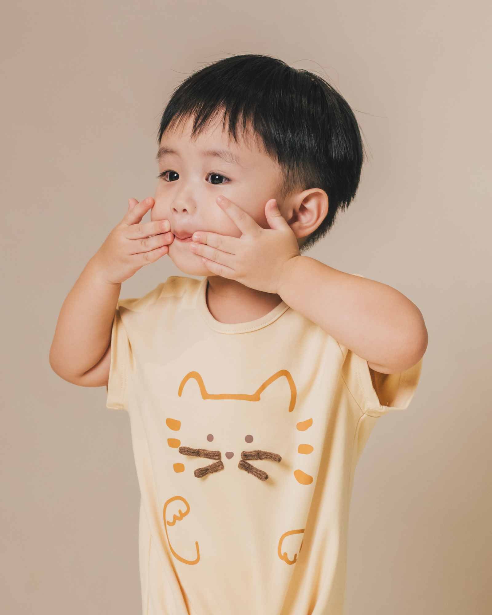 Knitted Whiskers Cat Short Sleeves Baby Romper