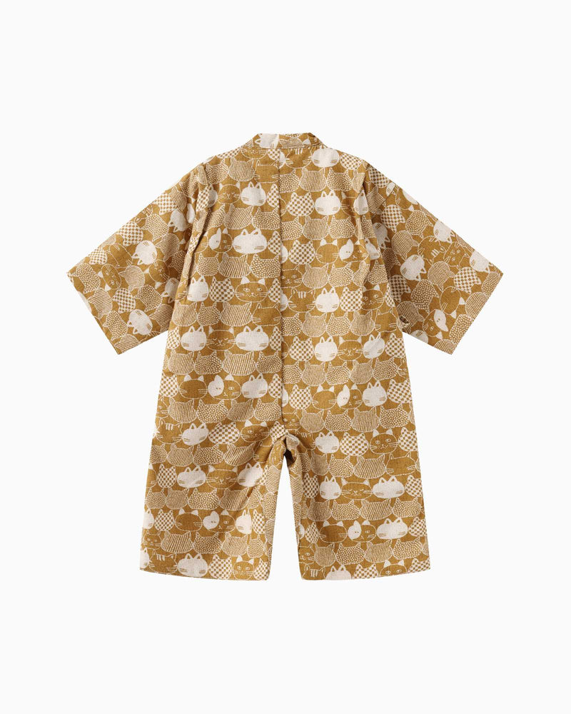 Lucky Cat Baby Kimono - Gold