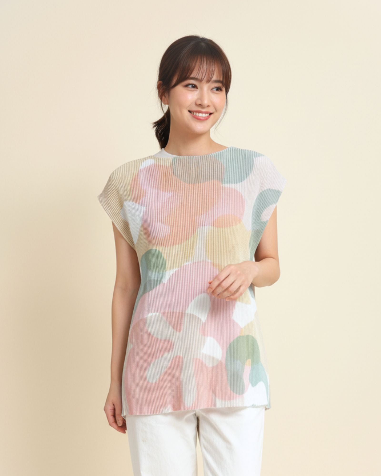 網店限定：幸運花開 水晶百褶上衣