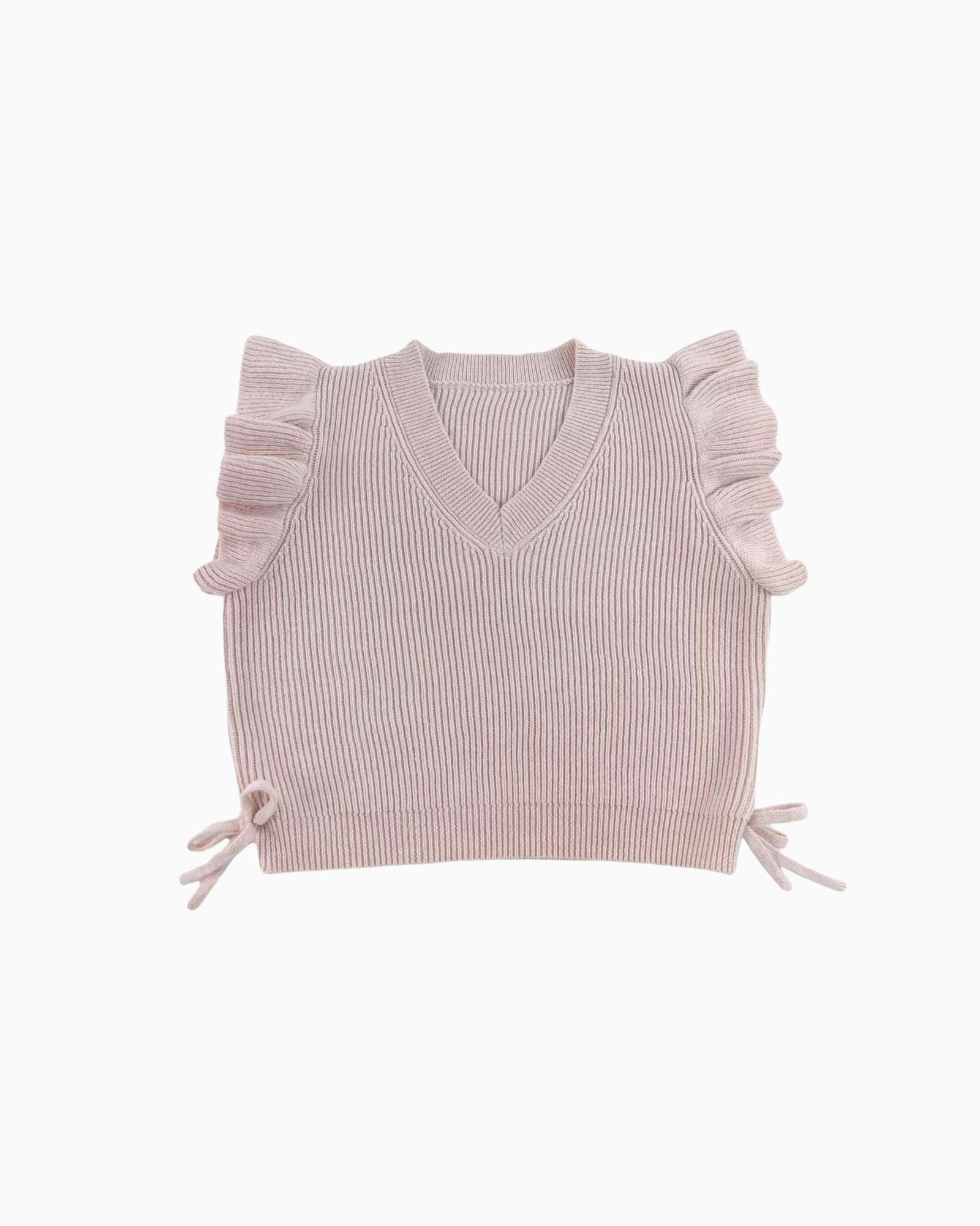 Vネックリボンニットベスト