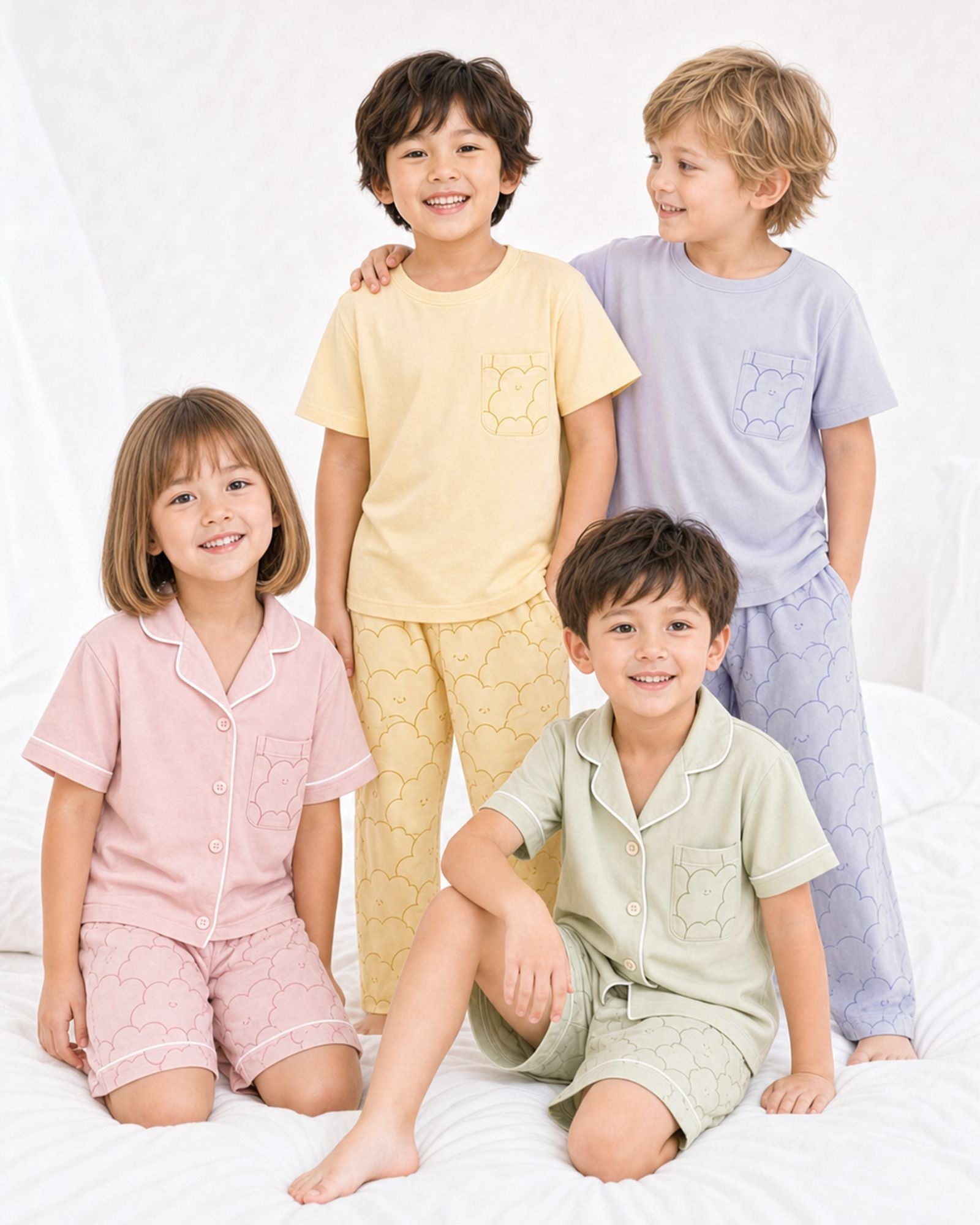 Pre-order: Kids Cloud Pyjamas Set - Banana Sorbet