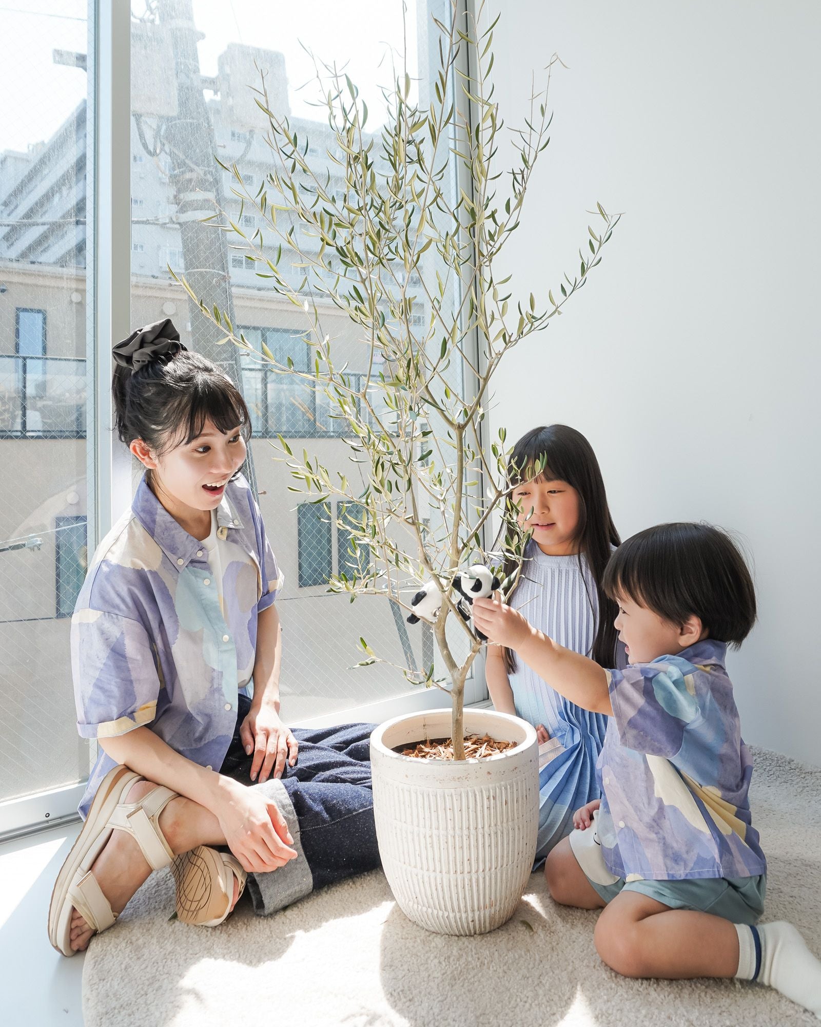 月明かりの池 プリント 大人用シャツ