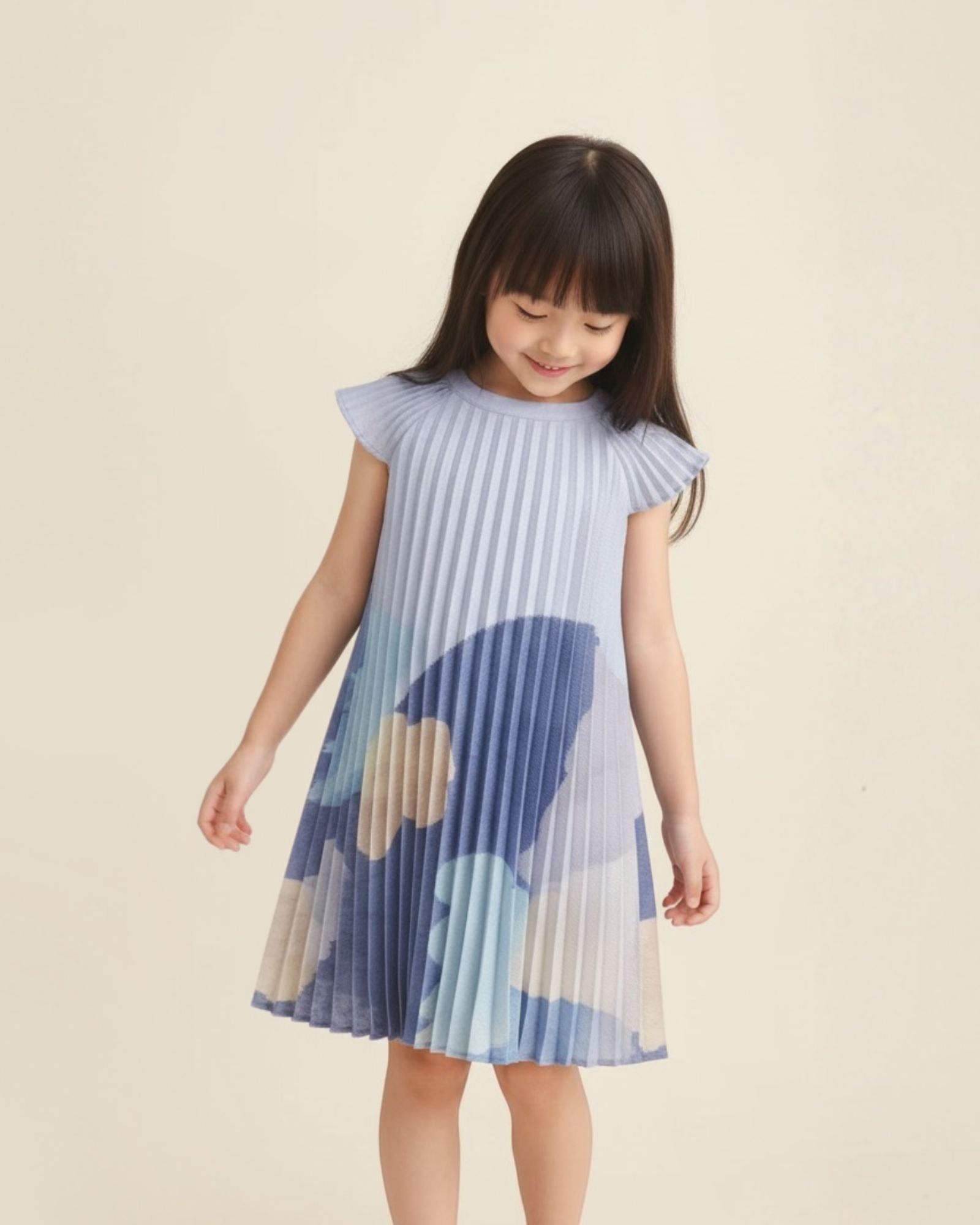 Online-exclusive: Moonlit Glow Butterfly Pleated Girls Dress