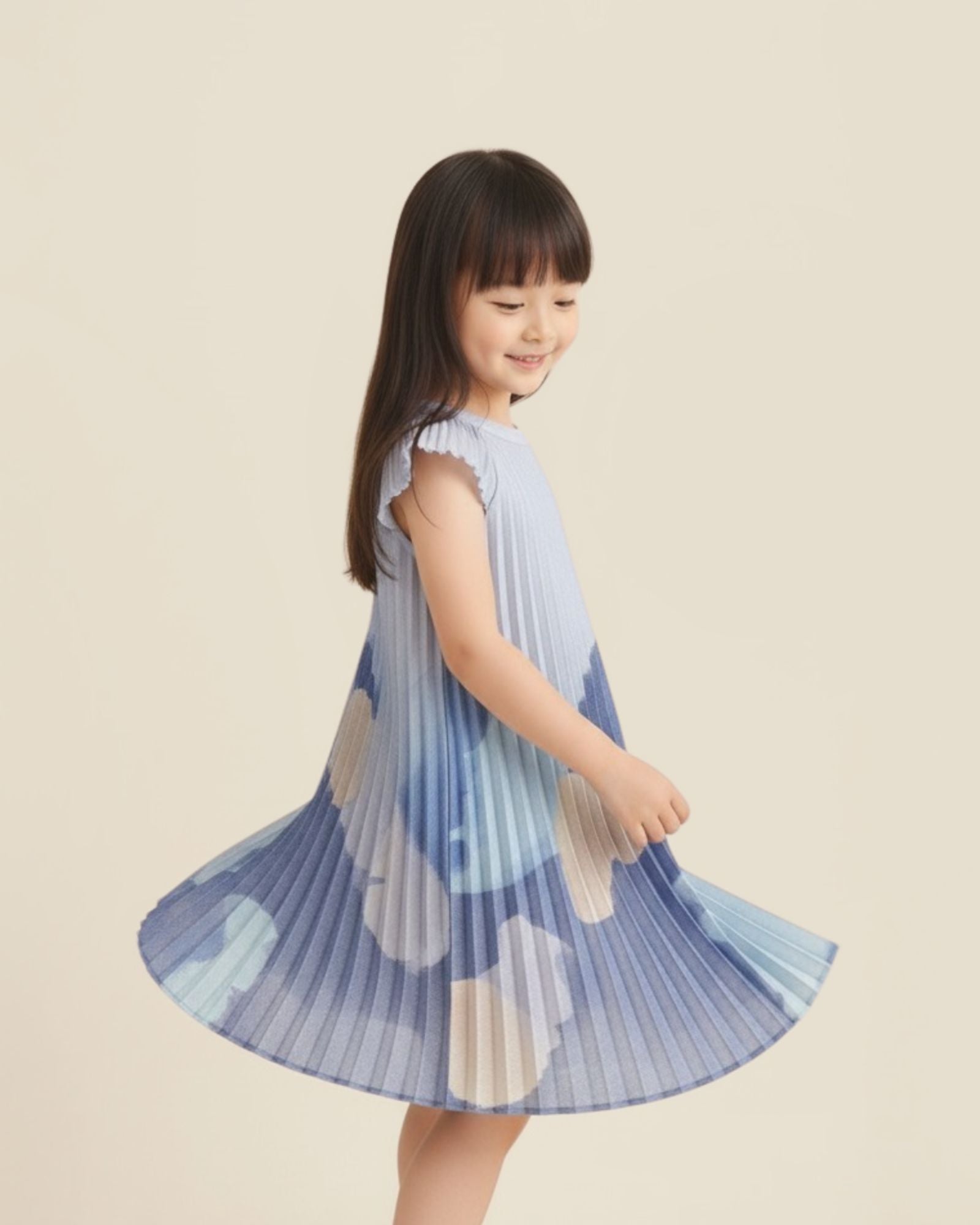 Online-exclusive: Moonlit Glow Butterfly Pleated Girls Dress