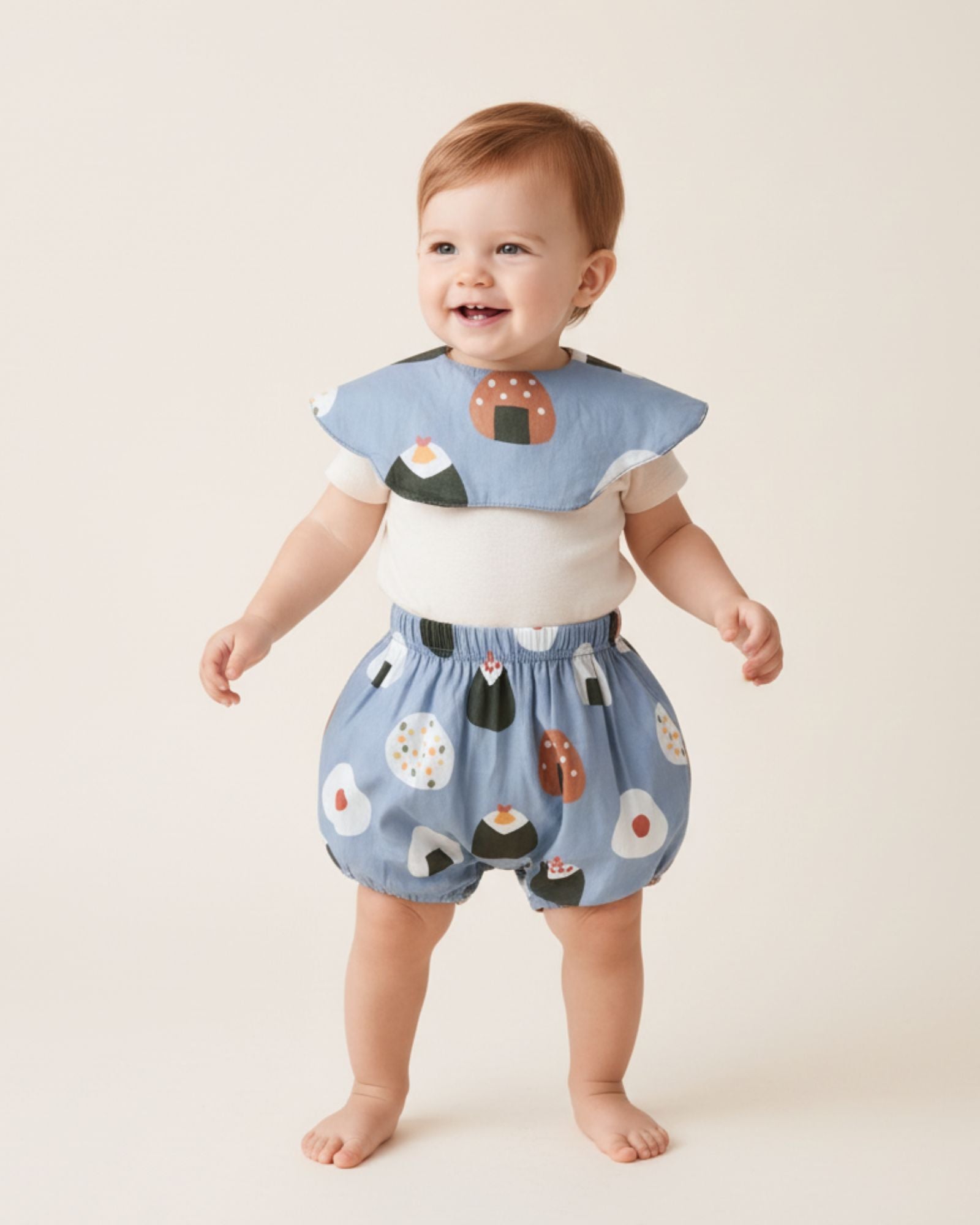 Oishii Sushi Baby Bib - Dusty Blue