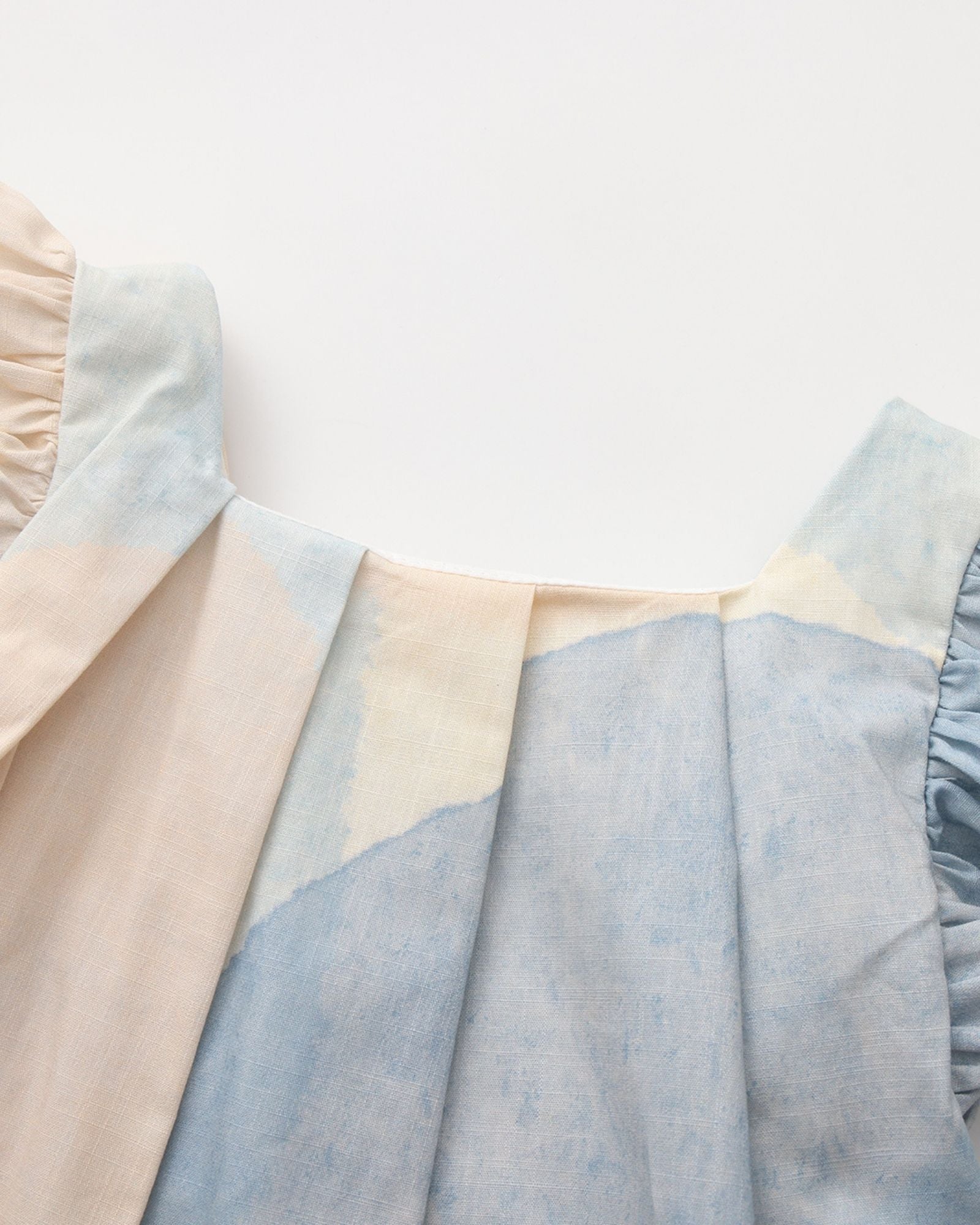 碧海と砂洲柄 フレアスリーブワンピース 