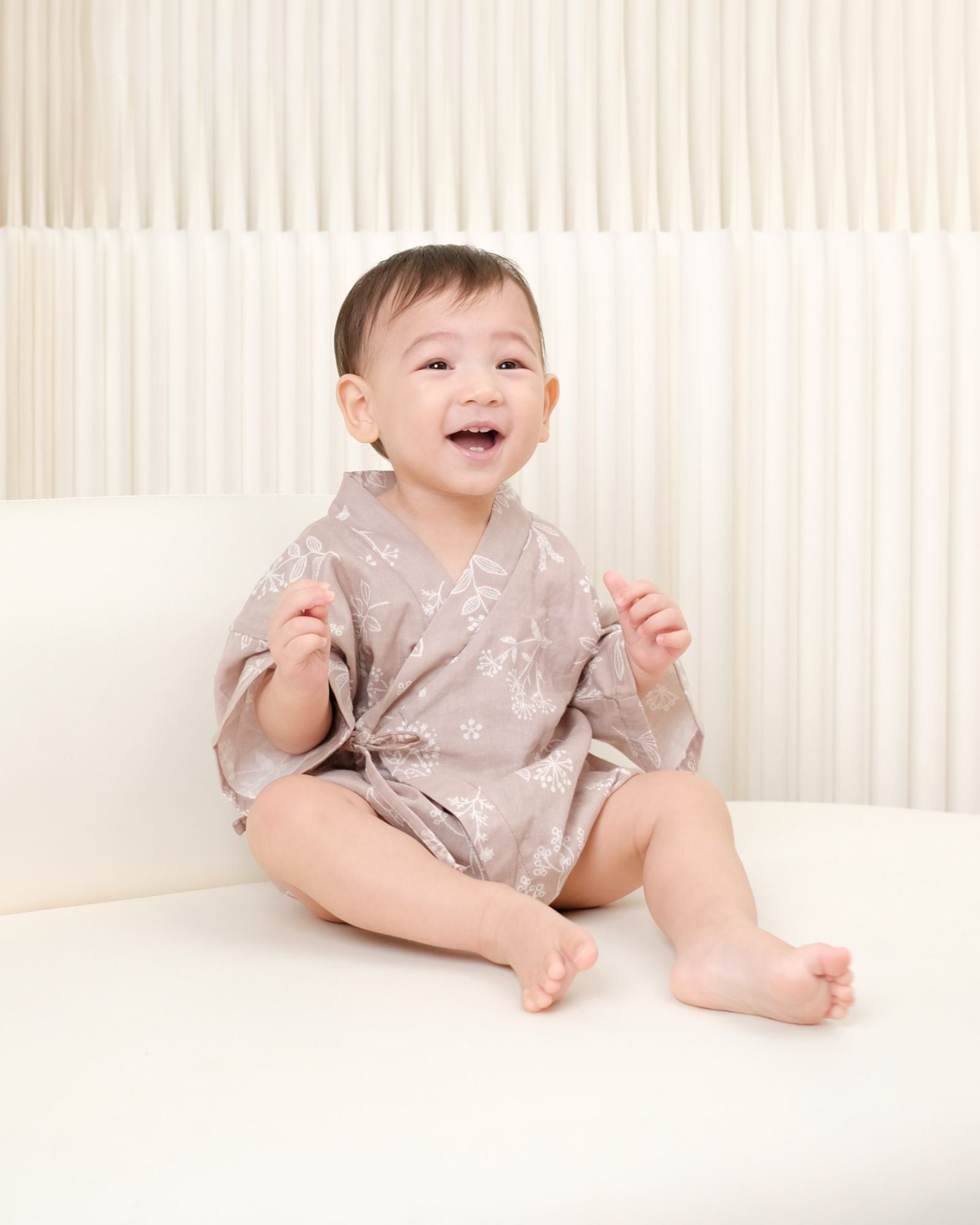 Dandelion Baby Kimono - Earl Grey