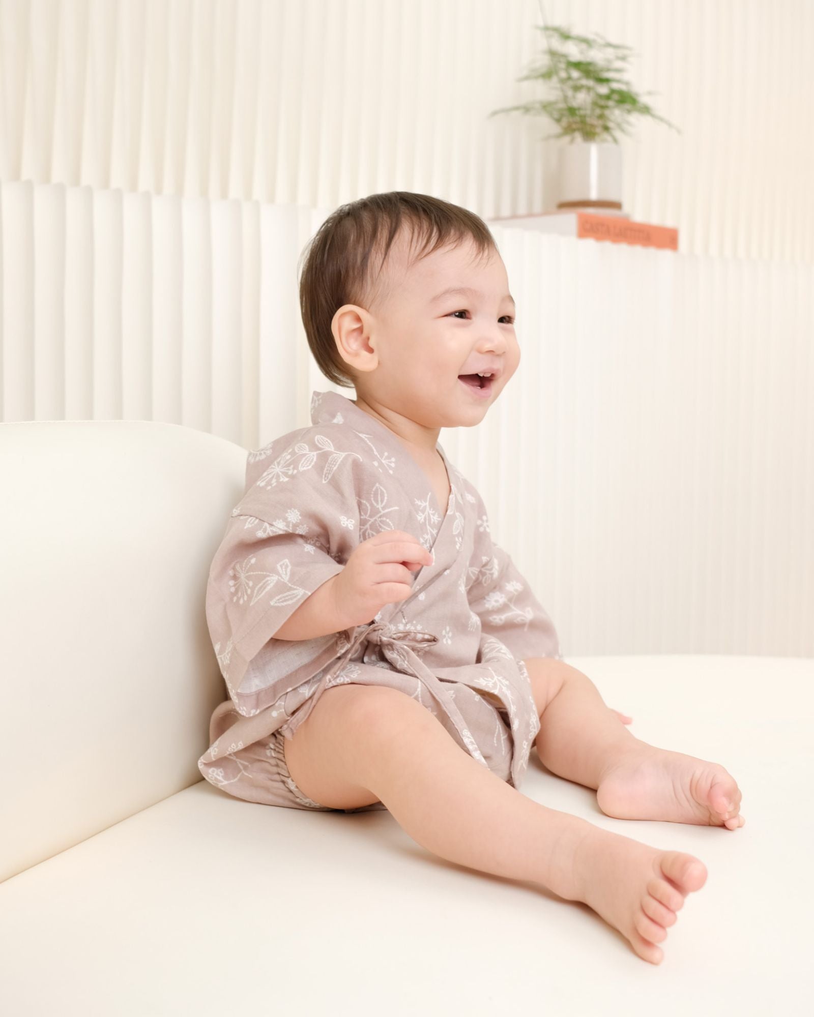 Dandelion Baby Kimono - Earl Grey