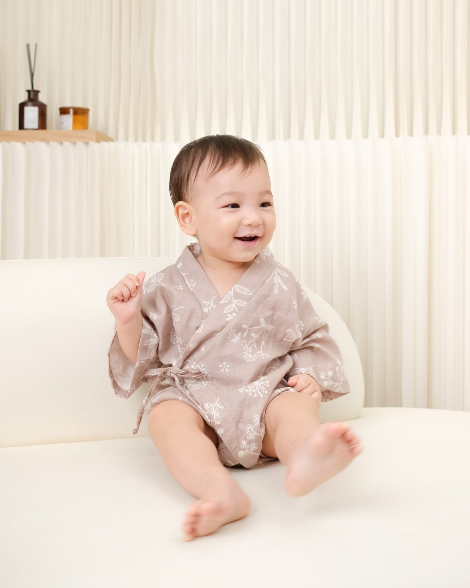 Dandelion Baby Kimono - Earl Grey