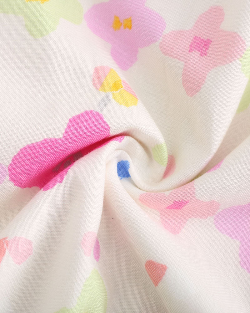 花朵嬰兒連身衣 - 粉色